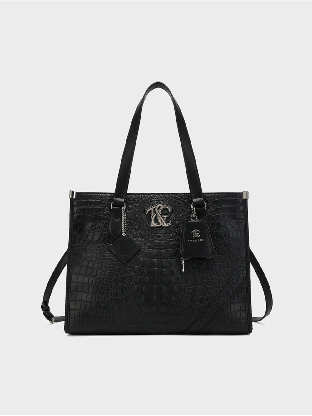 Tote&Carry Black City Bag Vegan Leather. Shoulder or Crossbody